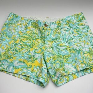 Lilly Pulitzer Yellow and Green Floral Women's Shorts